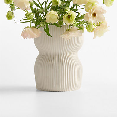 View Curvy Ribbed Ceramic Vase 7" by Cym Warkov details