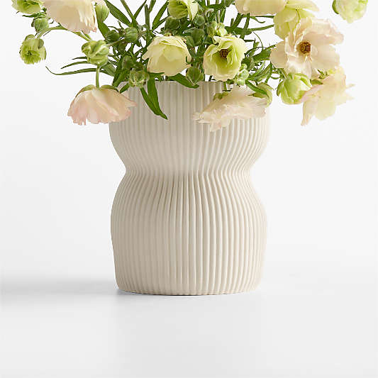 Curvy Ribbed Ceramic Vase 7" by Cym Warkov