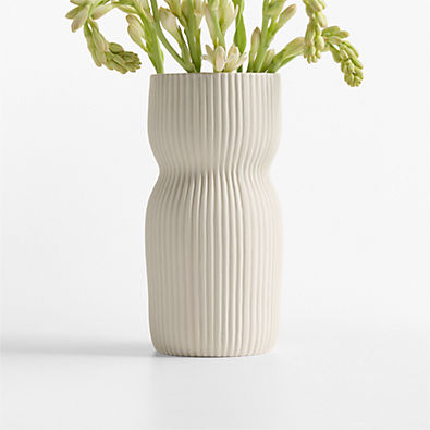 View Curvy Ribbed Ceramic Vase 9" by Cym Warkov details
