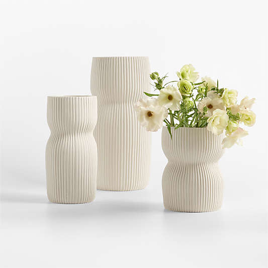 Curvy Ribbed Ceramic Vase 12" by Cym Warkov