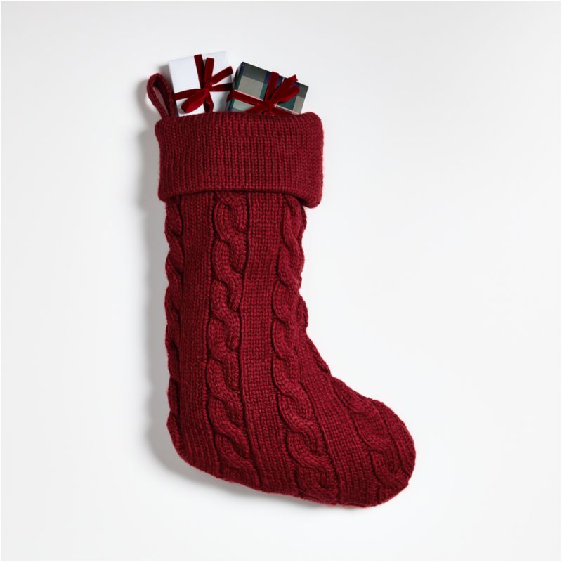 Red Cable Knit Christmas Stocking - image 4 of 6