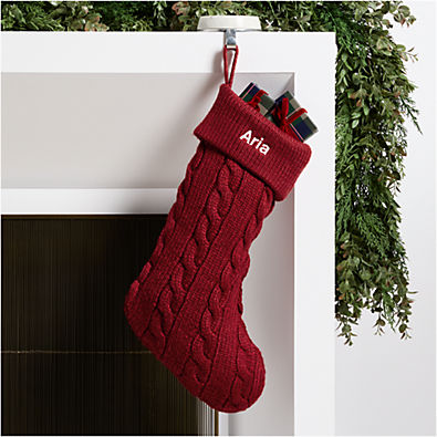 View Red Cable Knit Christmas Stocking details