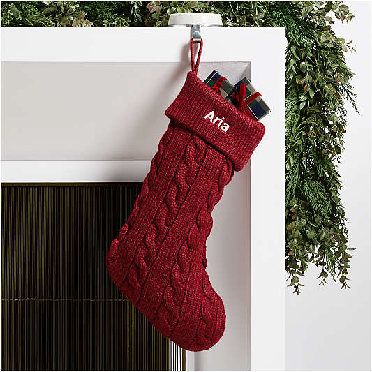 Red Cable Knit Christmas Stocking
