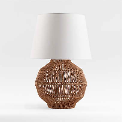 Cabo Woven Table Lamp Crate Barrel, Tapered Metal And Glass Jug Table Lamp