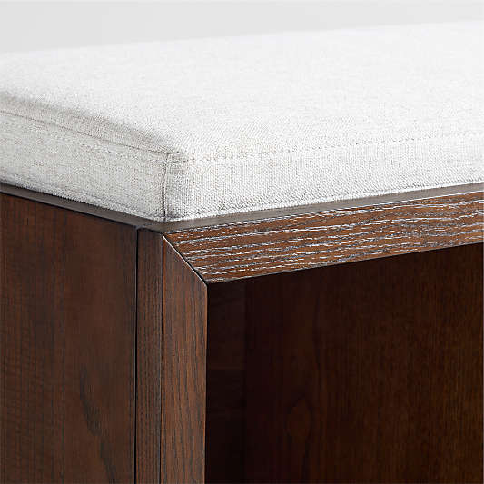 Cade 40" Deep Brown Wood 3-Cube Bookcase Bench with Natural Bench Cushion