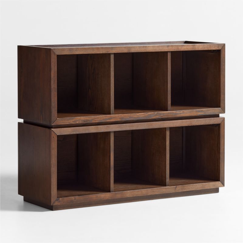 Cade Set of 2 Deep Brown Wood Cube Stackable Bookcases - image 3 of 10