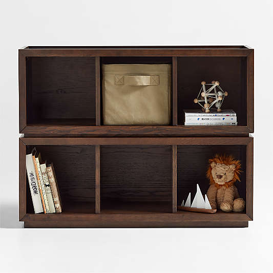 Cade 40" Set of 2 Deep Brown Wood Cube Stackable Bookcases