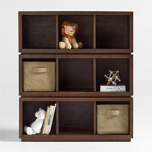 Cade 40" Set of 3 Deep Brown Wood Cube Stackable Bookcases