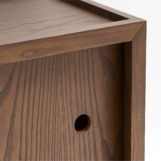 Cade Deep Brown Wood 2-Cube Stackable Bookcase with Sliding Doors