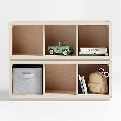 Cade 40" Set of 2 Sunwashed Wood Cube Stackable Bookcases