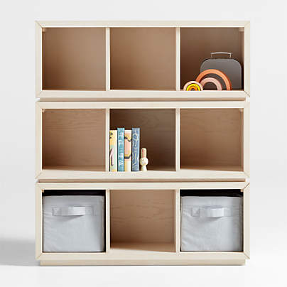 Cade 40" Set of 3 Sunwashed Wood Cube Stackable Bookcases