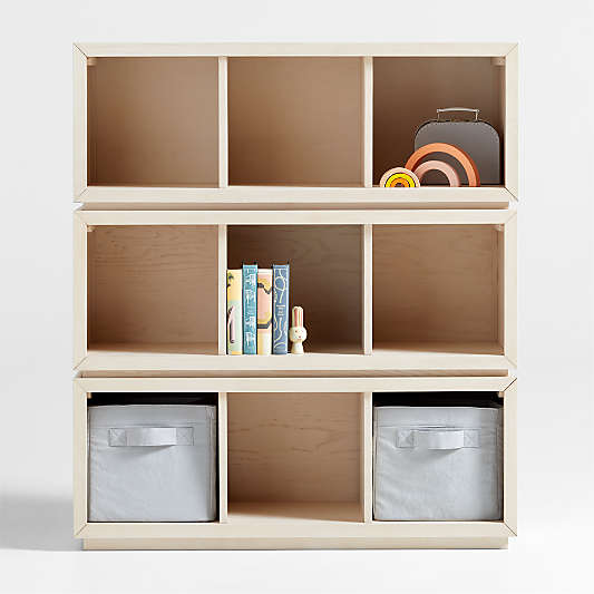 Cade 40" Set of 3 Sunwashed Wood Cube Stackable Bookcases