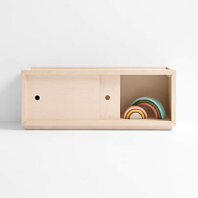 Cade 40" Sunwashed Wood 2-Cube Stackable Bookcase with Sliding Doors