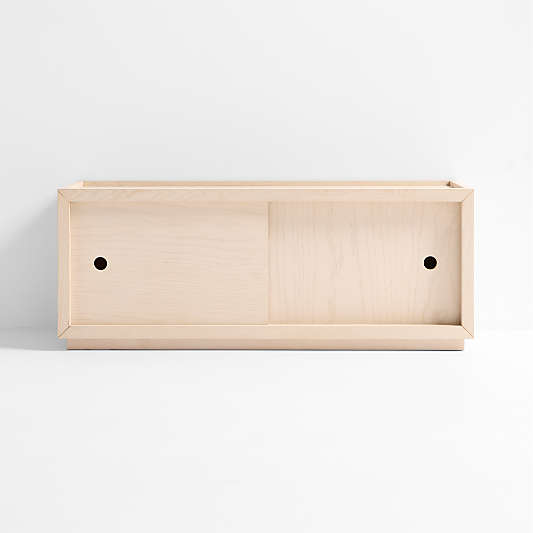 Cade Sunwashed Ash Wood 2-Cube Stackable Bookcase with Sliding Doors
