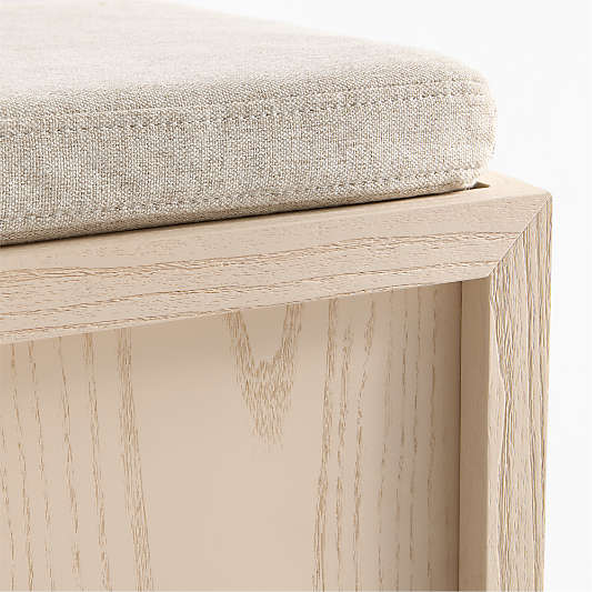 Cade Sunwashed Wood 3-Cube Sliding Door Bench with Natural Cushion