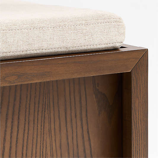 Cade Deep Brown Wood 3-Cube Sliding Door Bench with Natural Cushion