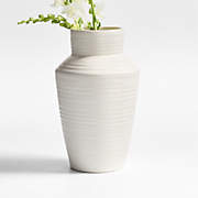 Cadeau Large White Stoneware Flower Vase 10"