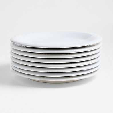 View Caesna White Stoneware Dinner Plates, Set of 8 details