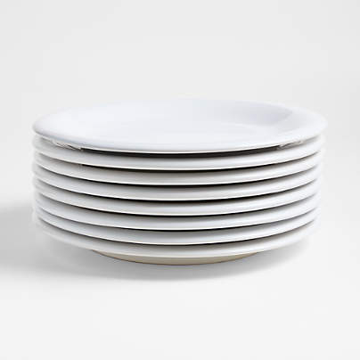 Caesna White Stoneware Dinner Plates, Set of 8