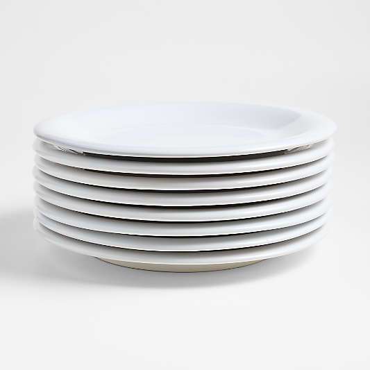 Caesna White Stoneware Dinner Plates, Set of 8