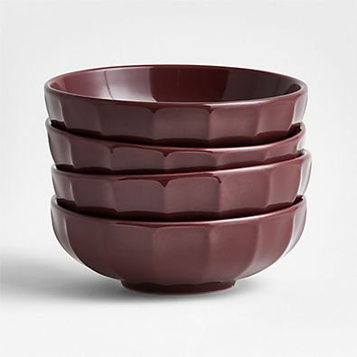 View Cafe Cider Burgundy Low Bowls, Set of 4 details