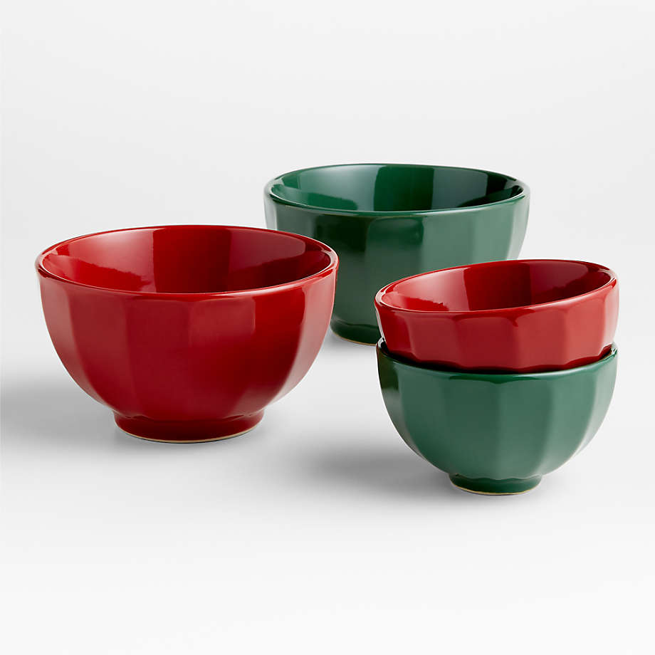 Red & White Holiday Ceramic Batter Bowl