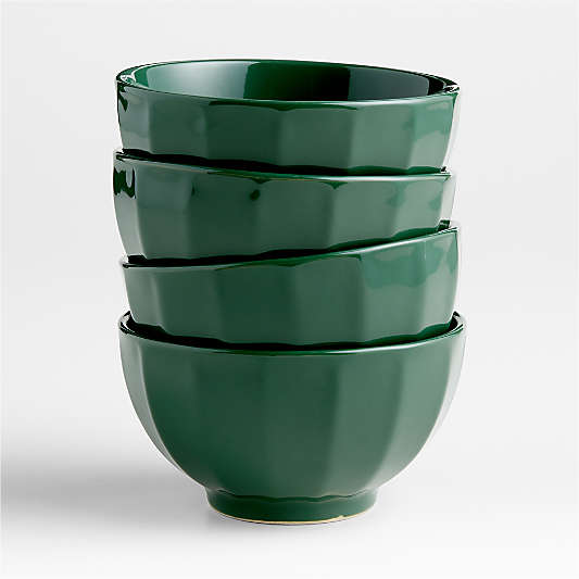 Cafe Holiday Green Cereal Bowls, Set of 4