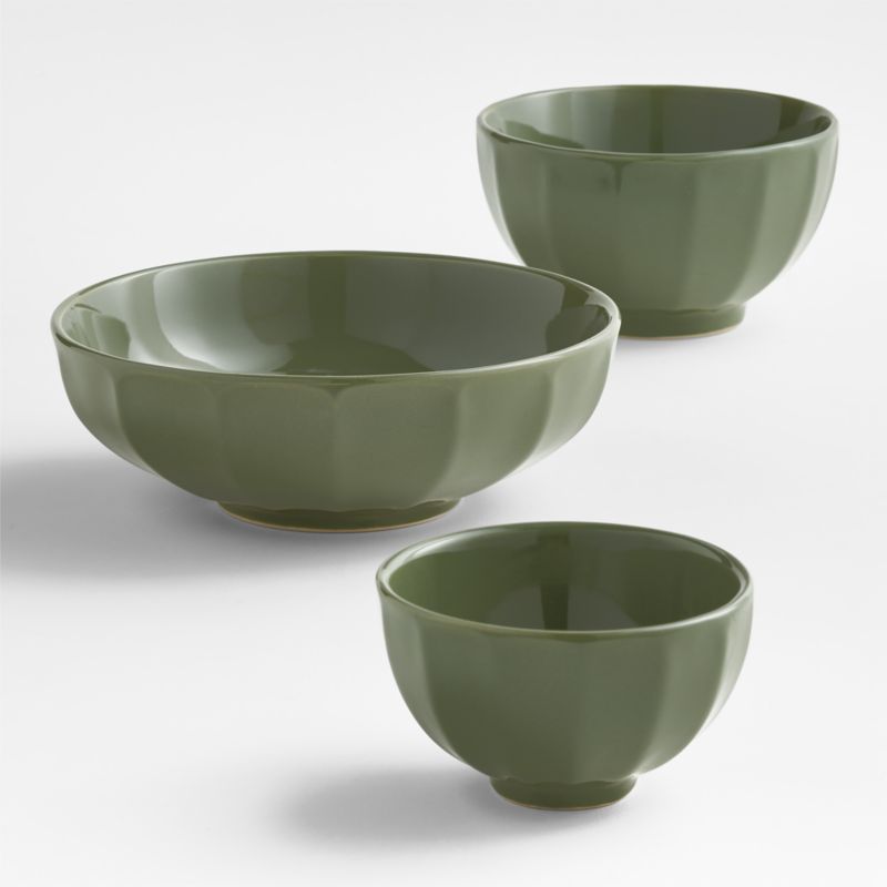 Cafe Olive Green Low Bowls, Set of 4 - image 2 of 6