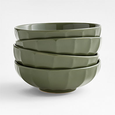 View Cafe Olive Green Low Bowls, Set of 4 details