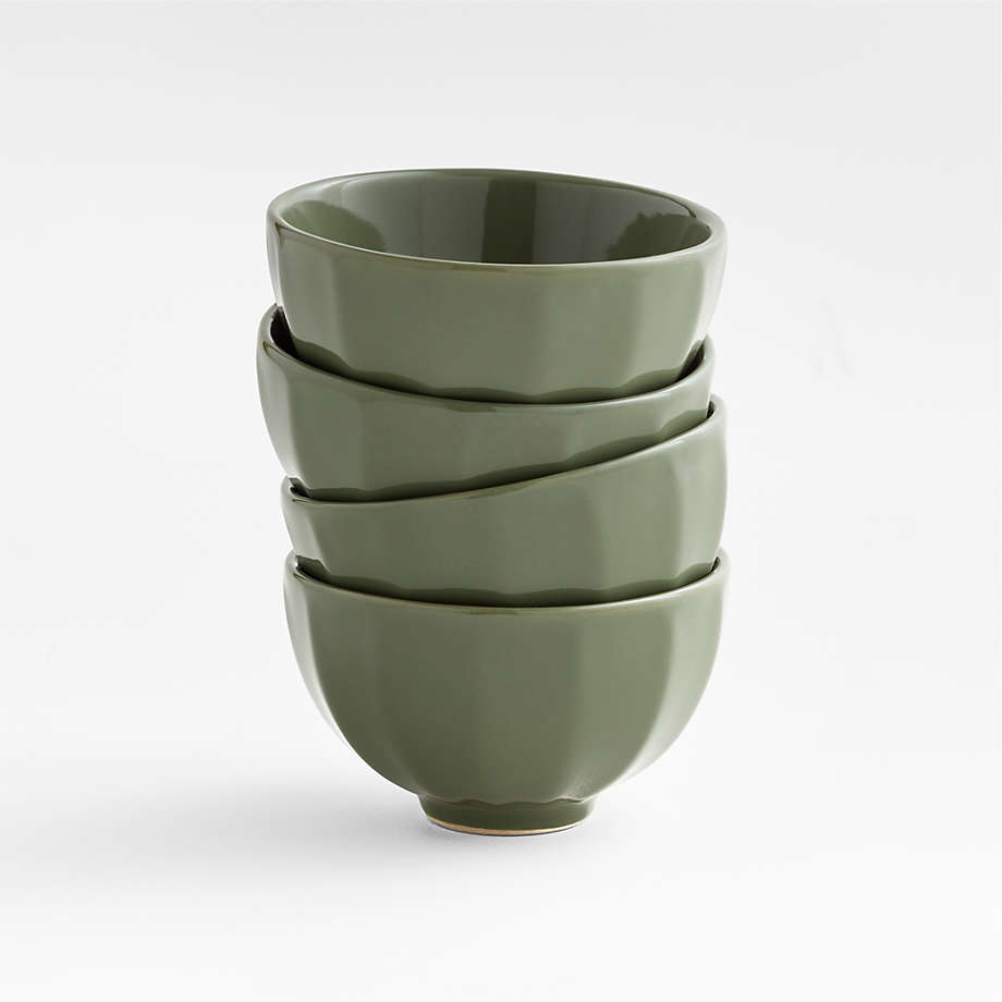 Cafe Olive Green Mini Bowls, Set of 4 | Crate & Barrel