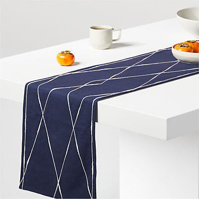 View Caladesi Indigo Embroidered Table Runner 90" details