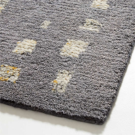 Calais Textured Wool-Blend Hand-Knotted Carbon Grey Rug Swatch 12"x18"