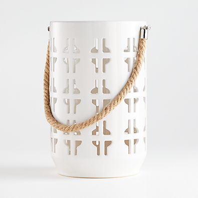 View Calas White Ceramic Lantern 10.75" details