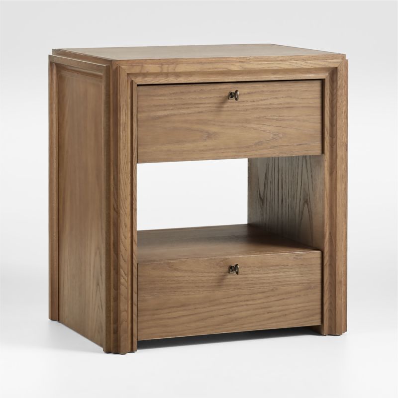 Caldwell Barley Brown Travertine and Oak Wood Nightstand with Storage by Jake Arnold - image 5 of 12