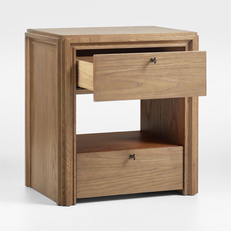 Caldwell Barley Brown Travertine and Oak Wood Nightstand with Storage by Jake Arnold - image 6 of 12