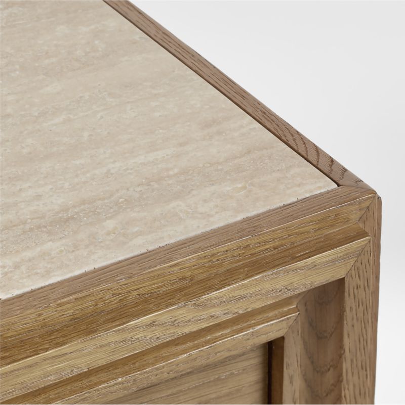 Caldwell Barley Brown Travertine and Oak Wood Nightstand with Storage by Jake Arnold - image 7 of 12