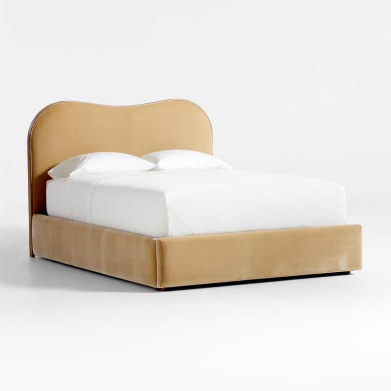 Caldwell Camel Brown Oak Wood Upholstered Storage Queen Bed by Jake Arnold - image 3 of 12