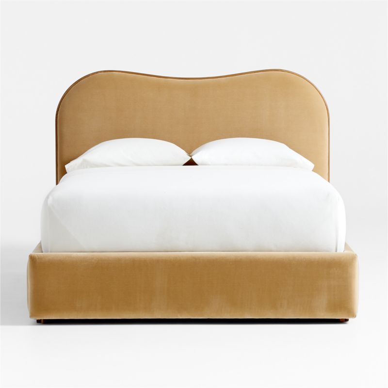 Cambria Warm Grey Velvet Tufted Upholstered King Bed