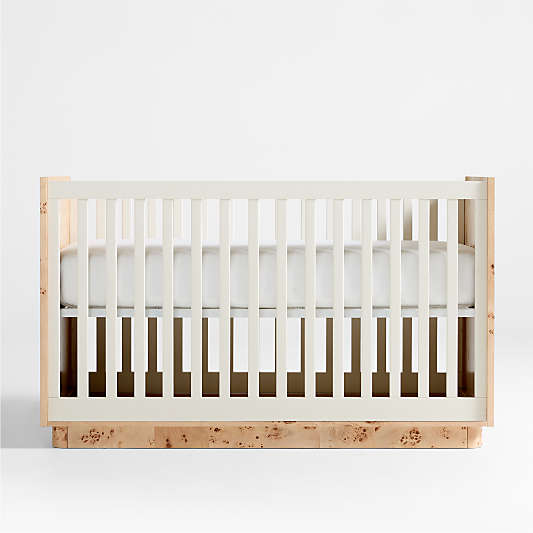 Calli Burlwood and Linen White Convertible Baby Crib