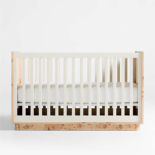 Calli Burlwood and Linen White Convertible Baby Crib