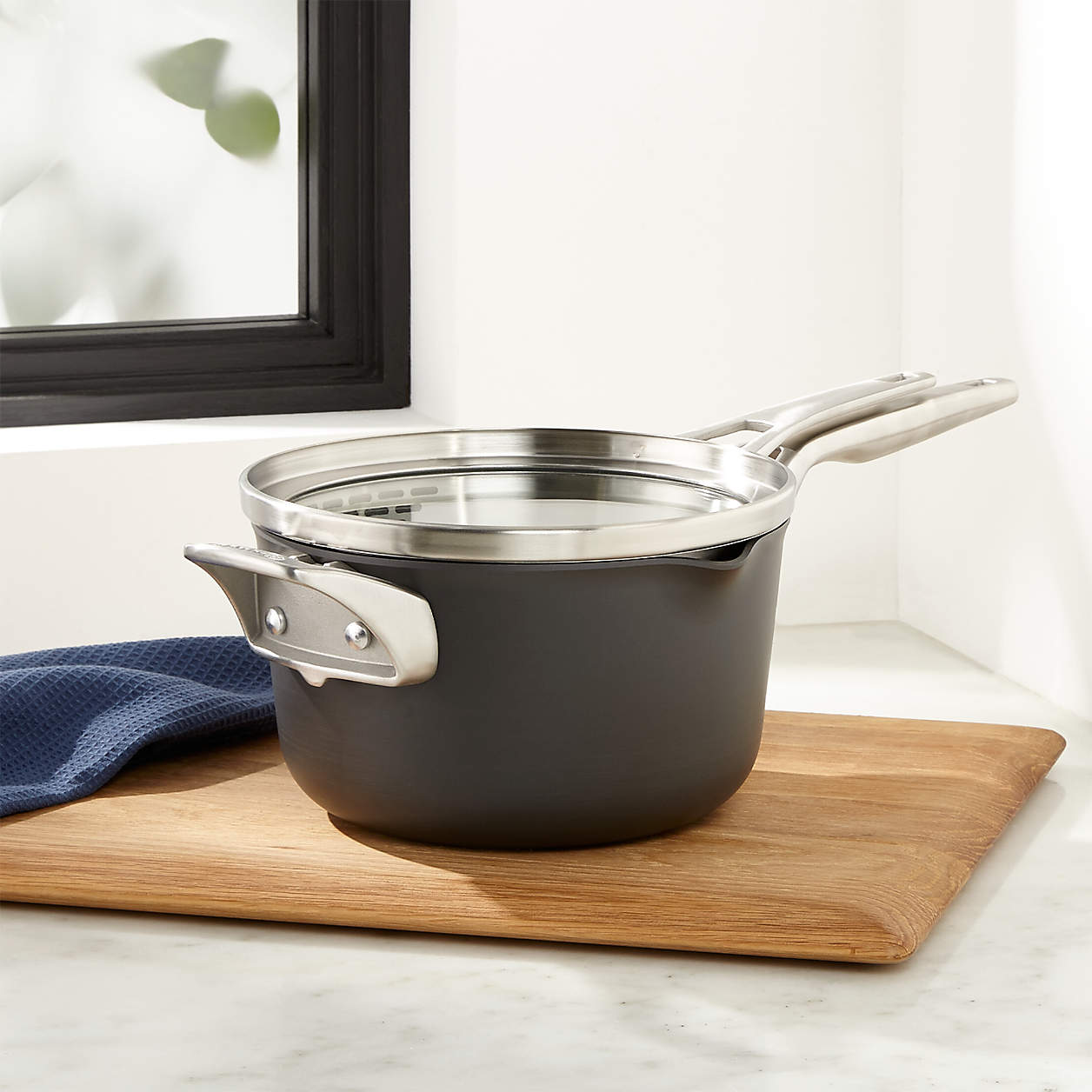 Calphalon Stackable 3.5-Qt. Pour and Strain Saucepan + Reviews | Crate ...