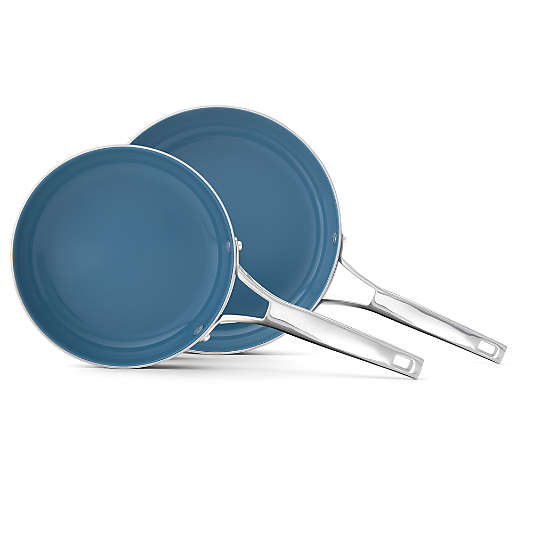 Calphalon ® Premier Ceramic Nonstick Macaron 10" and 8" Fry Pans Set with Stainless Steel Exterior