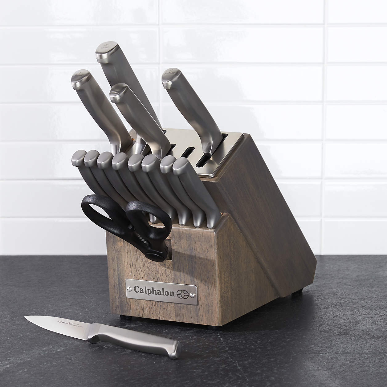 Calphalon 15 Piece Self Sharpening Knife Set With SharpIN Technology   Calphalon Stainless Steel 15 Piece Knife Block Set With Sharpin Technology 