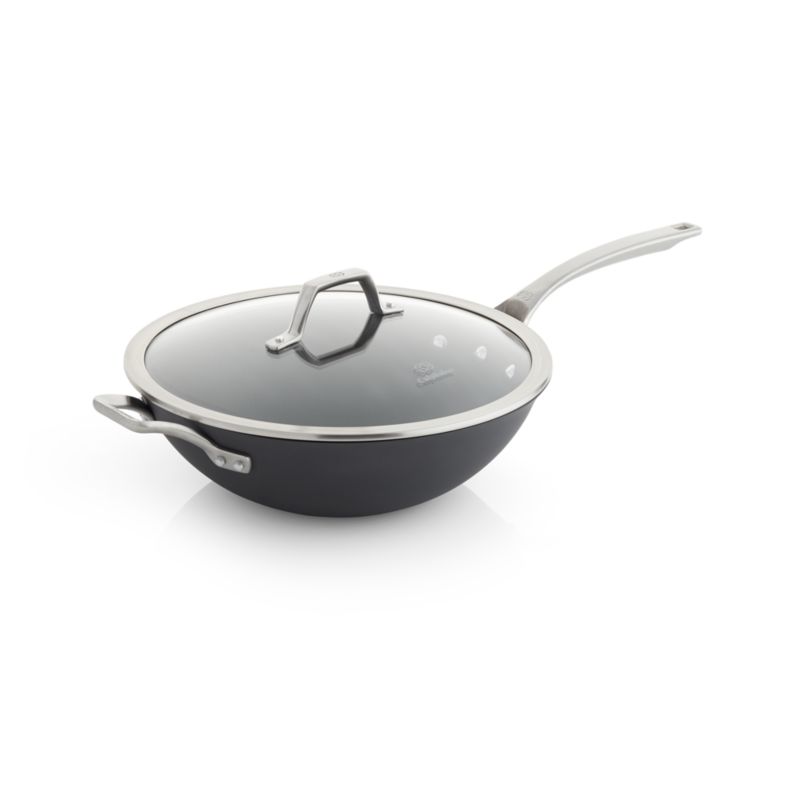 Calphalon Signature Nonstick 12 Flat-Bottom Wok with Cover - Macy's