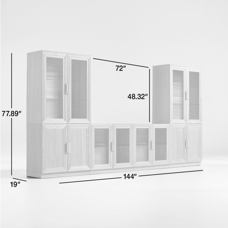 View Calypso Natural Elm Wood 72" Storage Media Console with 2 Modular Wood-Door Cabinet Bases and 2 Glass-Door Hutches - image 3 of 10