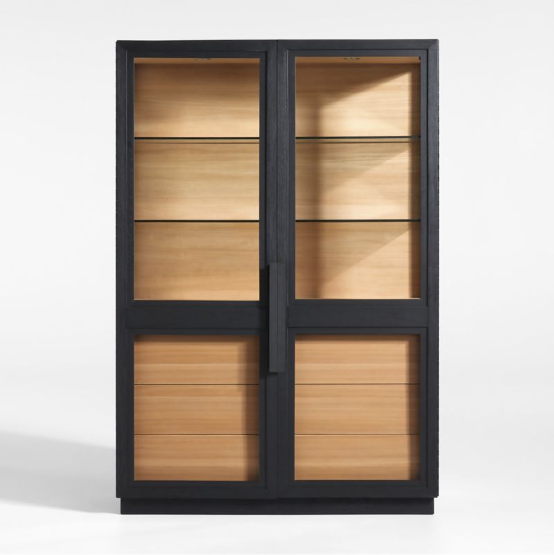 Calypso Large Two-Toned Black Elm Wood Storage Cabinet