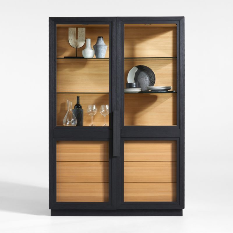 Ventana Black Glass Display Curio Storage Cabinet + Reviews