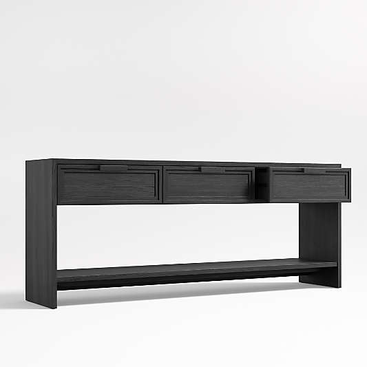 Calypso 72" Rectangular Black Wood Storage Console Table