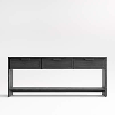 Calypso 72" Rectangular Black Wood Storage Console Table