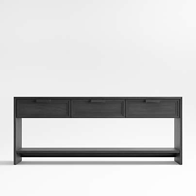 Calypso 72" Rectangular Black Wood Storage Console Table